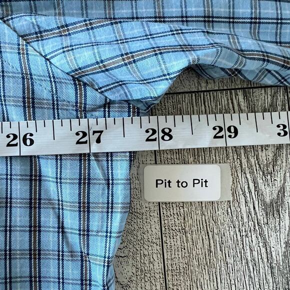 Peter Millar Button Up Plaid Shirt Men’s Size XL Blue 100% Cotton Preppy - Picture 6 of 9